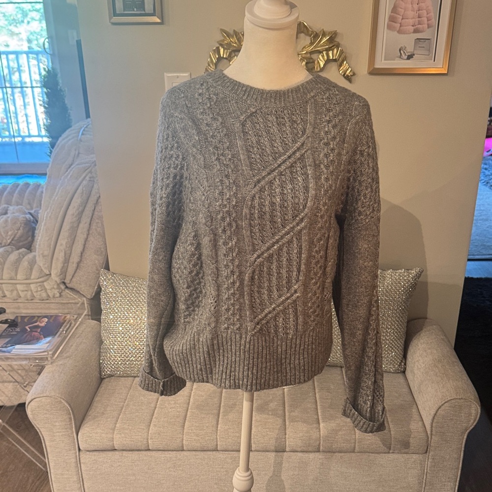 Gray Cable Knit Sweater